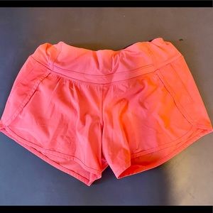 Coral Lululemon Run Times Shorts- size 4
